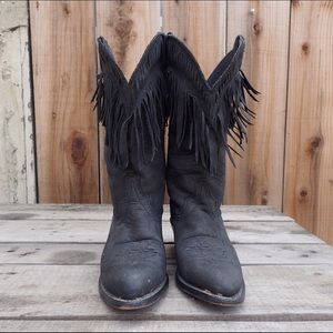 Black fringe Laredo cowboy boots