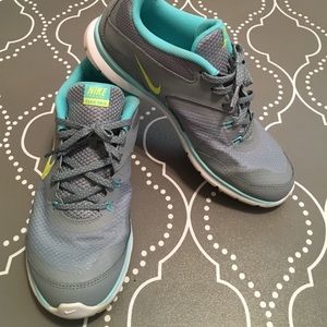 Teal and Gray Nike Flex Sneakers