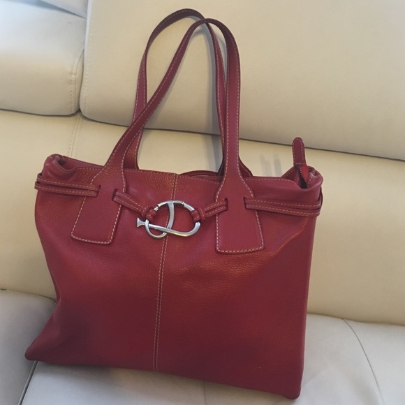 Tod's Handbags - Tod's Red textured leather tote
