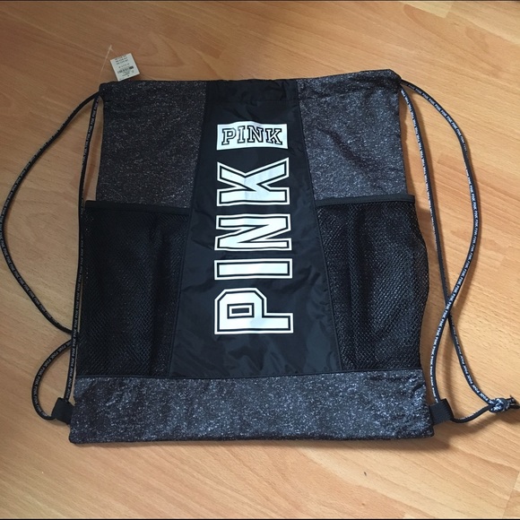 PINK Victoria's Secret Handbags - VS PINK Black Drawstring Bag