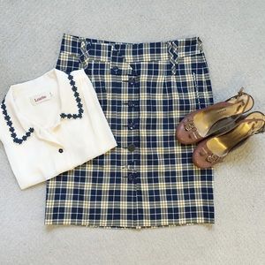 Anthropologie Odille Plaid Pencil Skirt