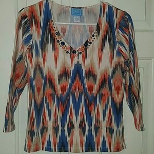 Lara Lane 3/4 sleeves embellished top