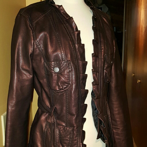 Faux leather jacket gorgeous maroonish copper
