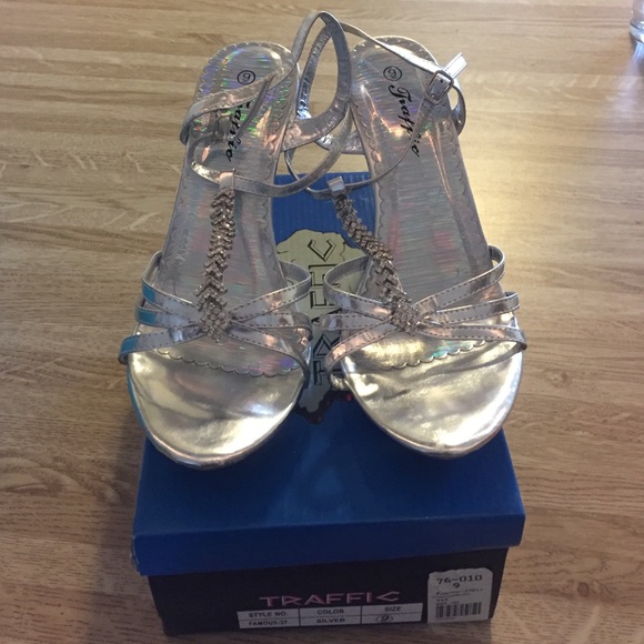 Silver Metallic Traffic Heels size 9