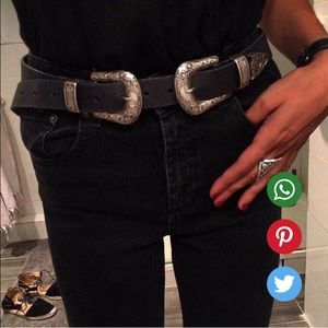 Leather double buckle western waist and hip belt