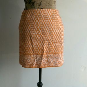 J. Crew Factory Orange Batik Print Mini Skirt