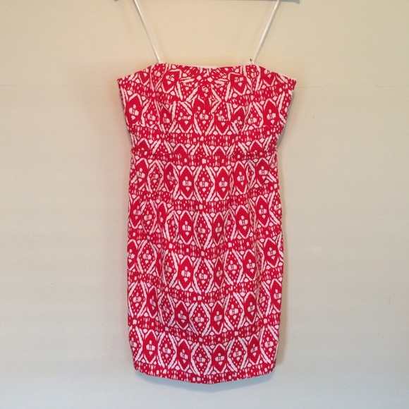 White & Red Ikat Print Dress from J. Crew Size 10
