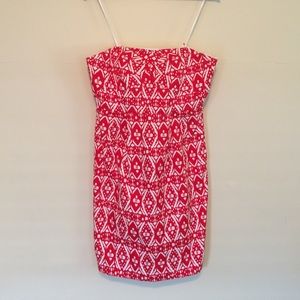 White & Red Ikat Print Dress from J. Crew Size 10