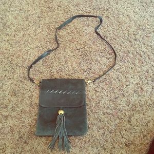 Green suede crossbody bag