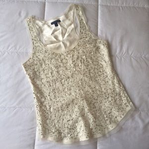Silver Sequined American Eagle Tank Top