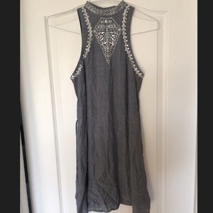 Embroidered High Neck Dress