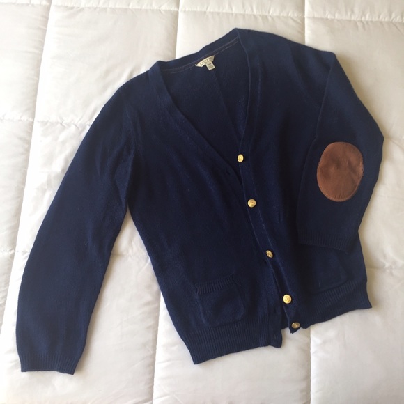 Navy Sweater With Elbow Patches