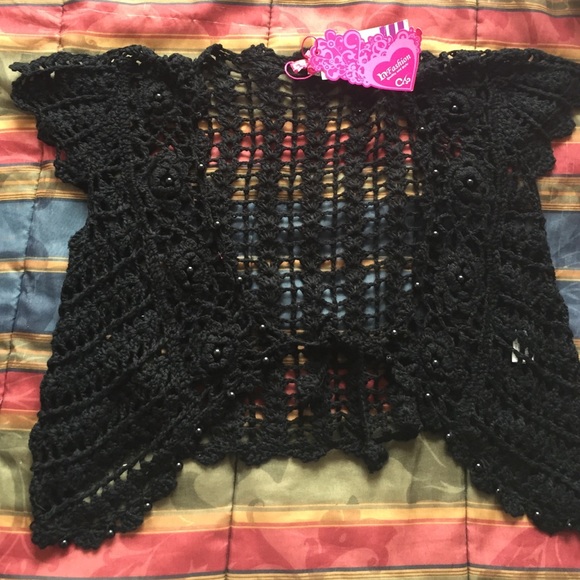 Black short knit shawl size M - Picture 1 of 1