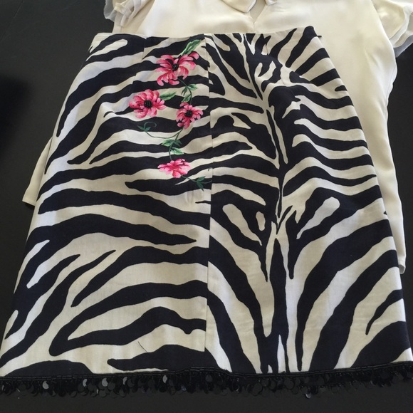 Cream and black zebra skirt