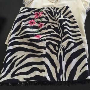 Cream and black zebra skirt