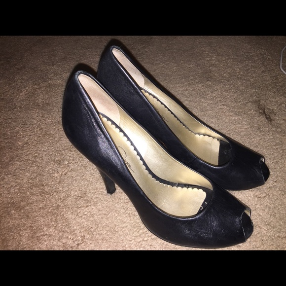 Jessica Simpson black peep toe heels