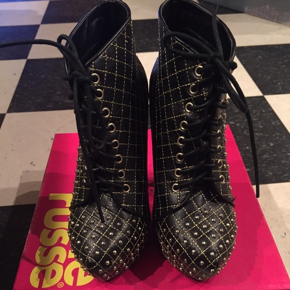 Black lace up booties