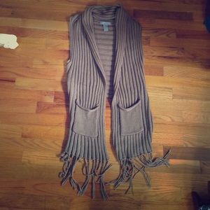 Boho fringe sweater vest brown s / m