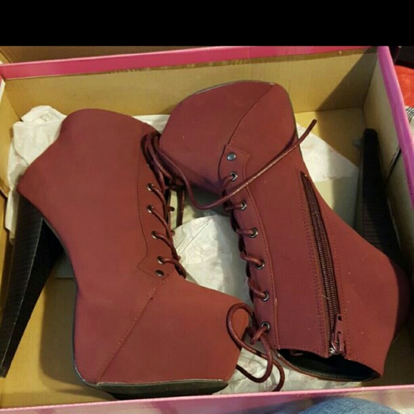 Burgundy booties