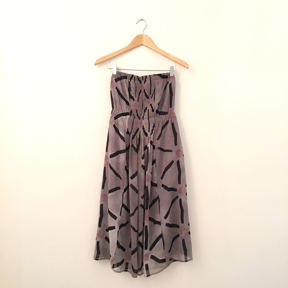 Madewell Grey Patterned Strapless Dress
