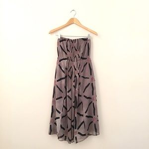 Madewell Grey Patterned Strapless Dress