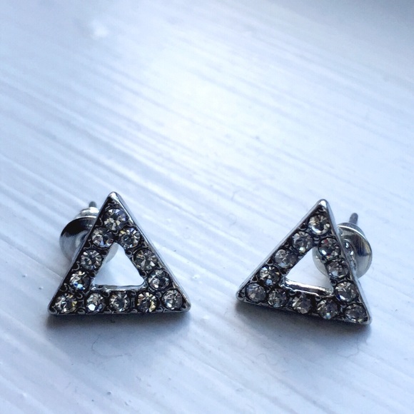 Posherpooch Jewelry - Crystal Triangle Stud Earrings New Color: Silver