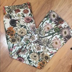 Zara woman floral fitted pants cotton blen