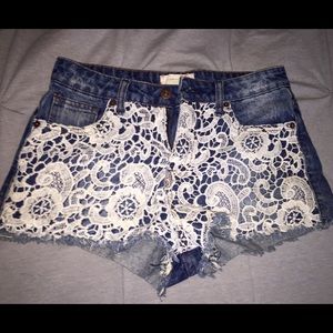Forever 21 lace denim shorts