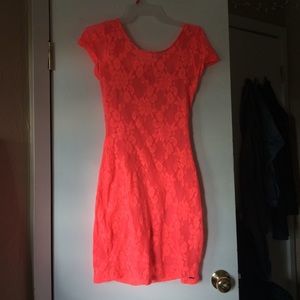 Bright pink lace dress