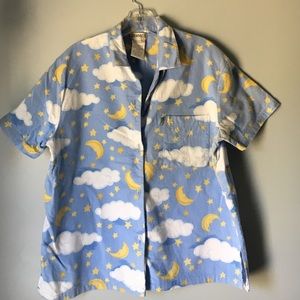 Cute Fleece Pajama Set w/ moons & clouds