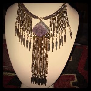 Beautiful goth brass and Amathyst necklace