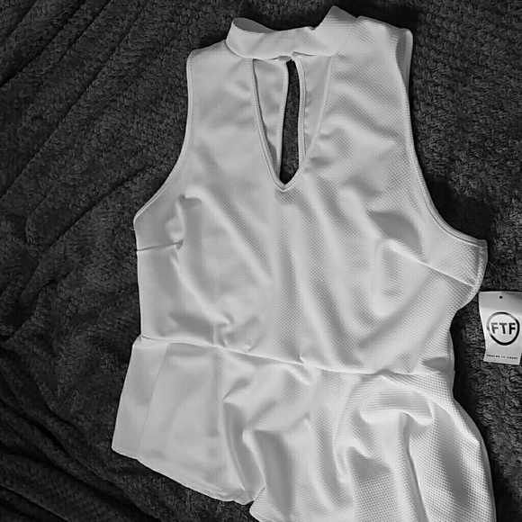 Fashion to Figure Tops - White peplum Top
