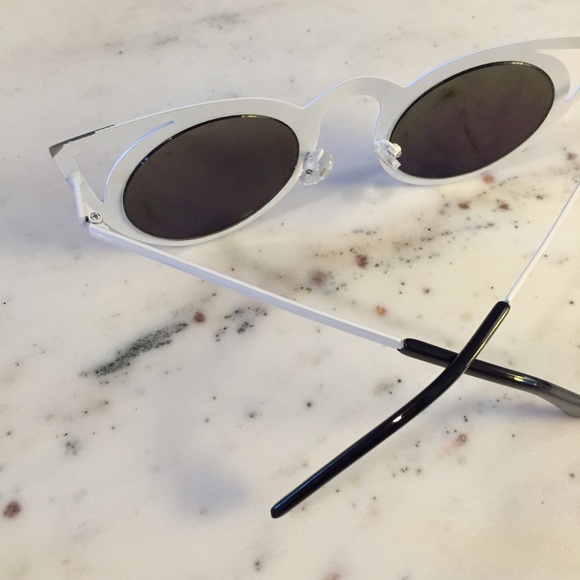 🆑 "Jemima" Sunglasses || White & Blue Cat Eye - Picture 2 of 7