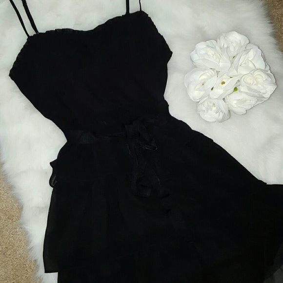 Ruffled black cocktail dress