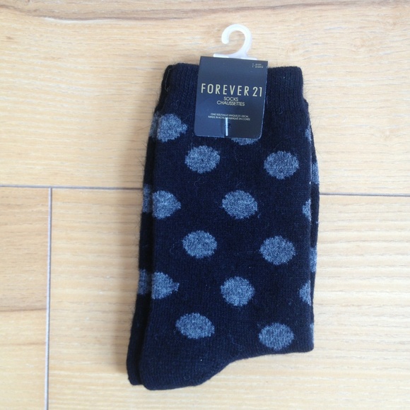 Forever 21 wool blend black grey polka dot socks