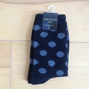 Forever 21 wool blend black grey polka dot socks