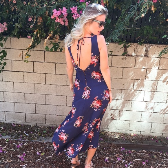 Navy Floral Dress - Picture 4 of 4