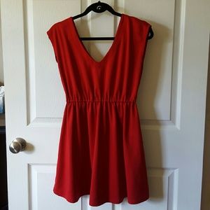 Short Red V-Neck Dress