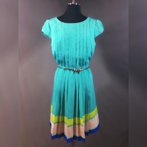 🎃🎃🎃Aqua Pleated A-Line Dress