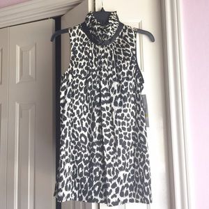 NWT Karen Kane Silk Ruffled Turtleneck Top