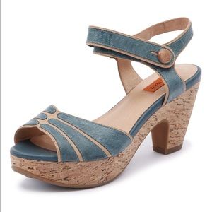 Miz Mooz Platform Sandals, NEW Teal "Corbin" 7.5