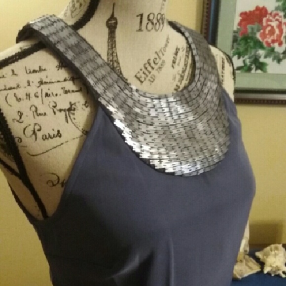 Boutique Dress, Sequin Collar Gray Jumper