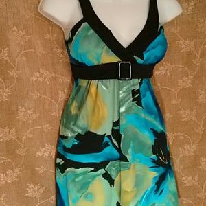 Aqua/Green/Blk. Print dress Size10