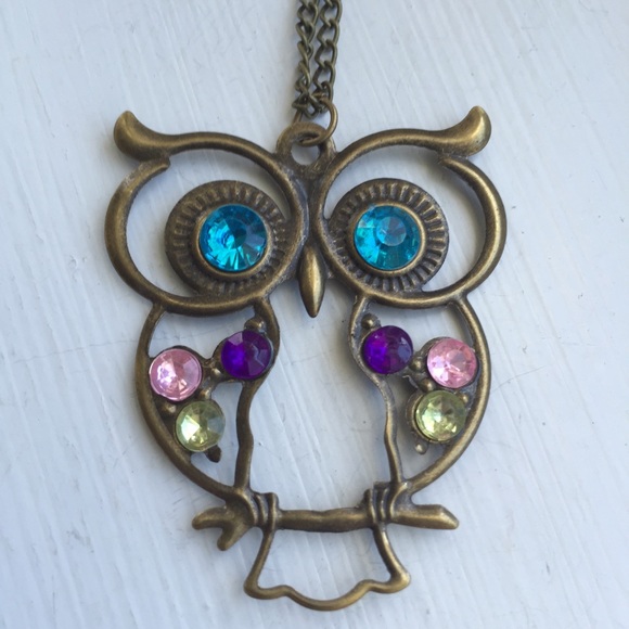 Owl Pendant Bronze Necklace New 22" - Picture 2 of 2
