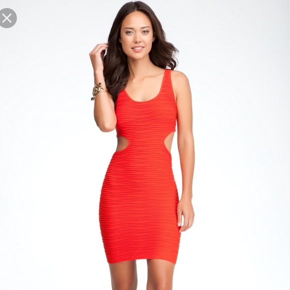 Red Bebe mini dress with side cut outs