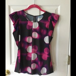 Cynthia Rowley CITYLIGHTS Flutter Sleeve Top NEW