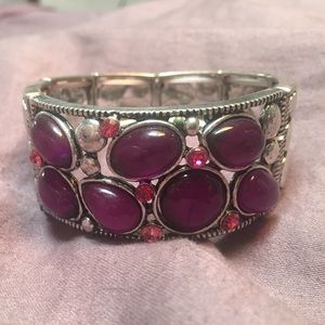 Silver and purple cuff bracelet