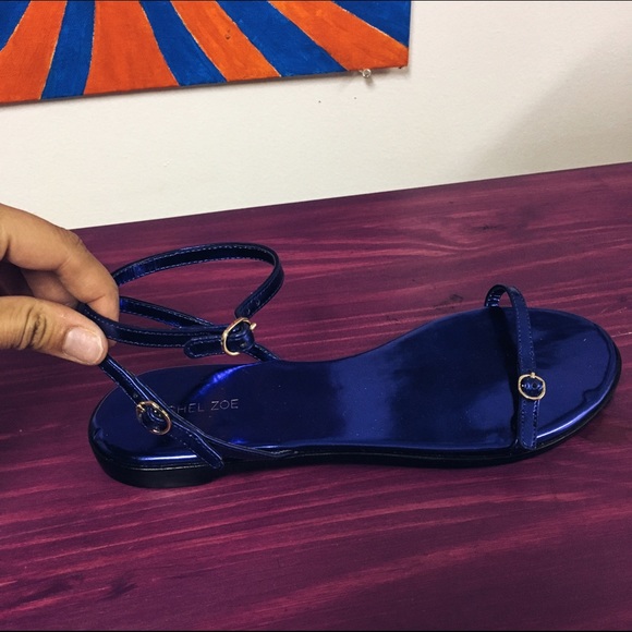 Rachel Zoe metallic blue flat sandal