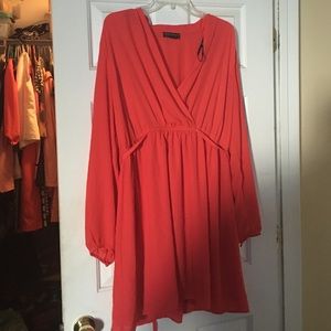 Tomato colored wrap too dress