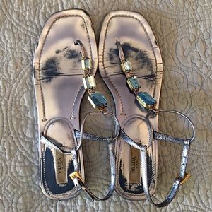 Prada blue jeweled sandals. Size 38 1/2 (8.5)